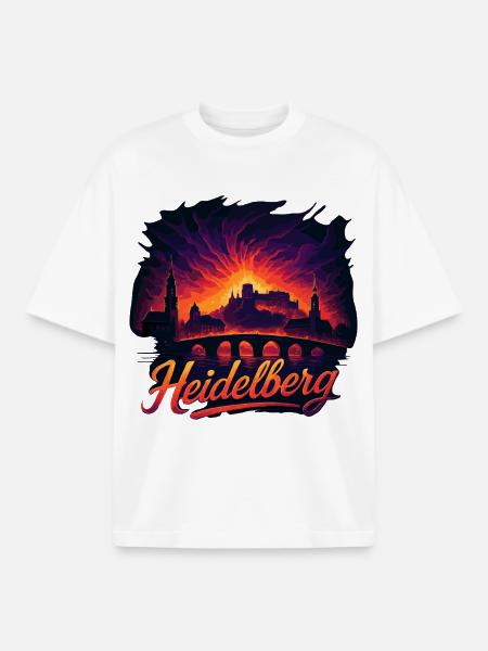 Heidelberg city silhouette magnificent gift - Boxy Heavyweight Unisex Organic T-Shirt by Stanley/Stella - white