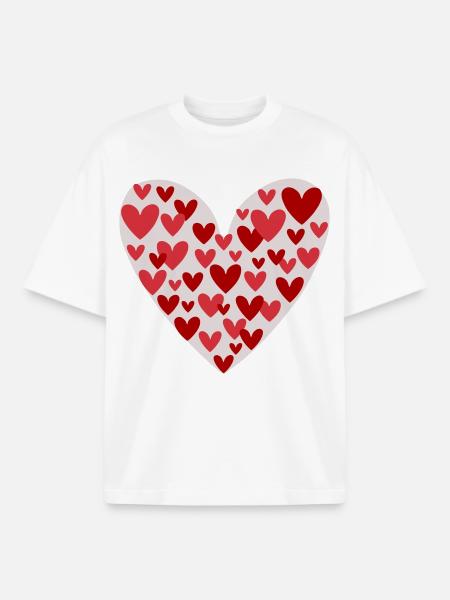 Many hearts pattern - Boxy Heavyweight Unisex Organic T-Shirt by Stanley/Stella - white