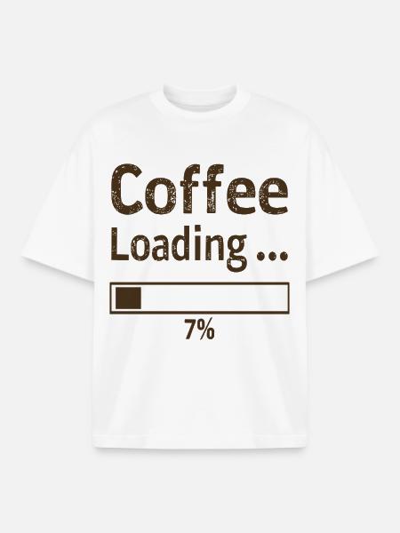 Coffee Loading Spruch Zitat - Boxy Heavyweight Unisex Organic T-Shirt von Stanley/Stella - Weiß