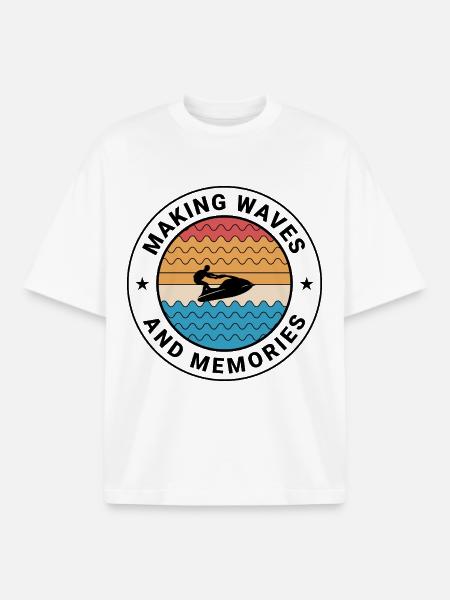Making Waves and Memories Jetski  - Boxy Heavyweight Unisex Organic T-Shirt by Stanley/Stella - white