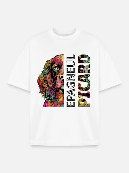 Coloured epagneul Picard - Boxy Heavyweight Unisex Organic T-Shirt by Stanley/Stella - white