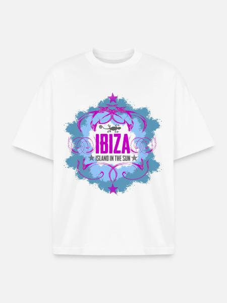 Ibiza Sun and Sea Design - Boxy Heavyweight Unisex Organic T-Shirt by Stanley/Stella - white