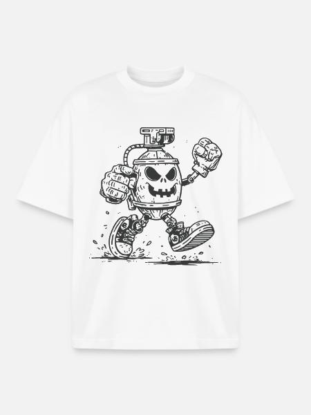 Grenade crâne - T-shirt unisexe boxy épais biologique Stanley/Stella - blanc