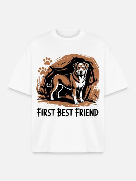 First Best Friend - Boxy Heavyweight Unisex Organic T-Shirt by Stanley/Stella - white