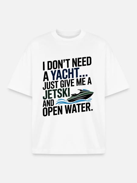 Funny Jetski Not Yacht Open Water - Boxy Heavyweight Unisex Organic T-Shirt by Stanley/Stella - white