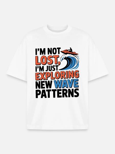 Funny Jetski Lost Exploring Waves - Boxy Heavyweight Unisex Organic T-Shirt by Stanley/Stella - white