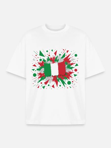 Impression d’art drapeau italien - T-shirt unisexe boxy épais biologique Stanley/Stella - blanc