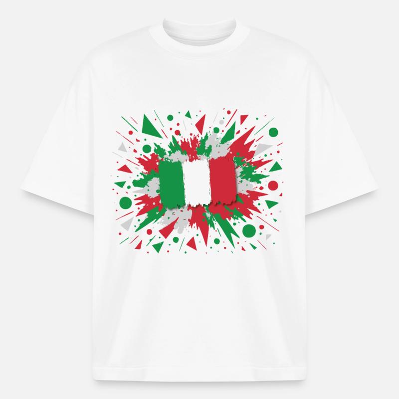 Impression d’art drapeau italien - T-shirt unisexe épais coupe boxy Stanley/Stella - blanc