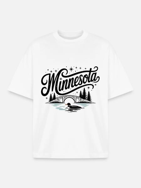 Minnesota - Souvenir USA State Design - Boxy Heavyweight Unisex Organic T-Shirt by Stanley/Stella - white