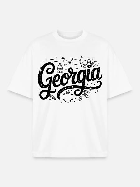 Georgia - Souvenir USA State Design - Boxy Heavyweight Unisex Organic T-Shirt by Stanley/Stella - white