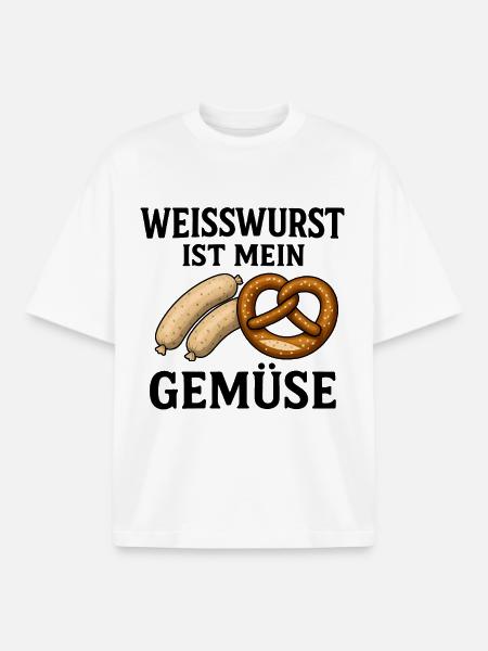 Weisswurst is my vegetable - Boxy Heavyweight Unisex Organic T-Shirt by Stanley/Stella - white