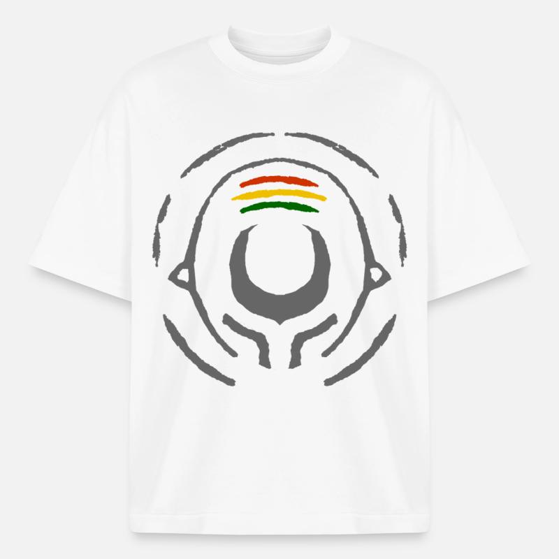 Abstract Reggae Circle Pattern - Boxy Heavyweight Unisex Organic T-Shirt by Stanley/Stella - white