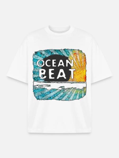Oceanic Sunset Design - Boxy Heavyweight Unisex Organic T-Shirt by Stanley/Stella - white