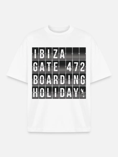 Ibiza Holiday Boarding Sign - Boxy Heavyweight Unisex Organic T-Shirt by Stanley/Stella - white