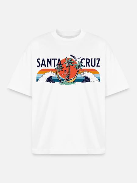 Santa Cruz California - Boxy Heavyweight Unisex Organic T-Shirt by Stanley/Stella - white
