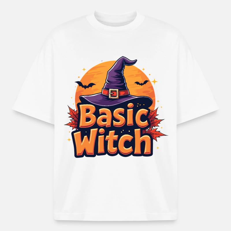 Basic Witch Halloween Saying - Boxy Heavyweight Unisex Organic T-Shirt by Stanley/Stella - white
