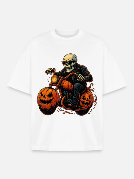 Scary biker - Boxy Heavyweight Unisex Organic T-Shirt by Stanley/Stella - white
