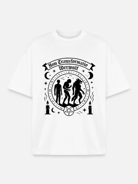 Human Werewolf Transformation - Boxy Heavyweight Unisex Organic T-Shirt by Stanley/Stella - white