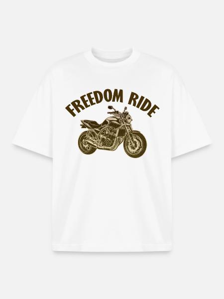 Graphic Motorcycle Freedom Engine - Boxy Heavyweight Unisex Organic T-Shirt by Stanley/Stella - white