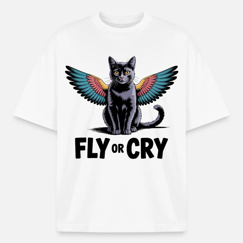 Fliege oder rufe Katze - Heavyweight Unisex Boxy T-Shirt von stanley/stella	 - Weiß