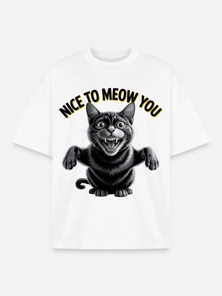 Nice to Meow You Cat - Boxy Heavyweight Unisex Organic T-Shirt by Stanley/Stella - white