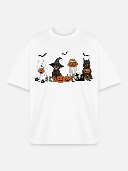 Hunde-Halloween - Boxy Heavyweight Unisex Organic T-Shirt von Stanley/Stella - Weiß