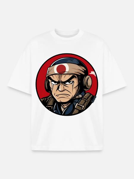 Krieger Samurai Cartoon Design - Boxy Heavyweight Unisex Organic T-Shirt von Stanley/Stella - Weiß