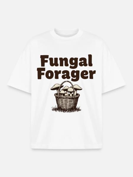 Fungal Forager - Mushroom Picker Basket - Boxy Heavyweight Unisex Organic T-Shirt by Stanley/Stella - white