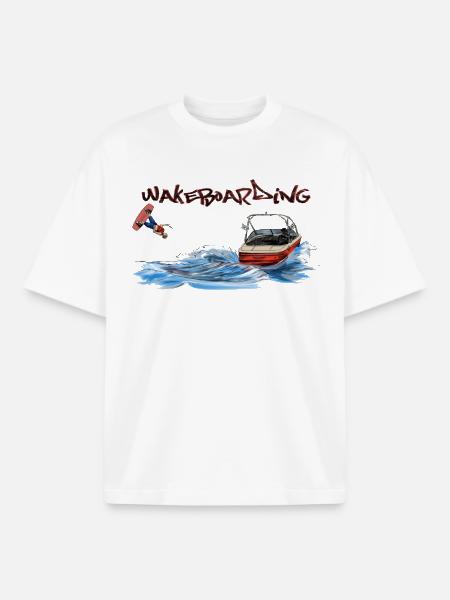 Wakeboarding Action Motiv - Boxy Heavyweight Unisex Organic T-Shirt von Stanley/Stella - Weiß