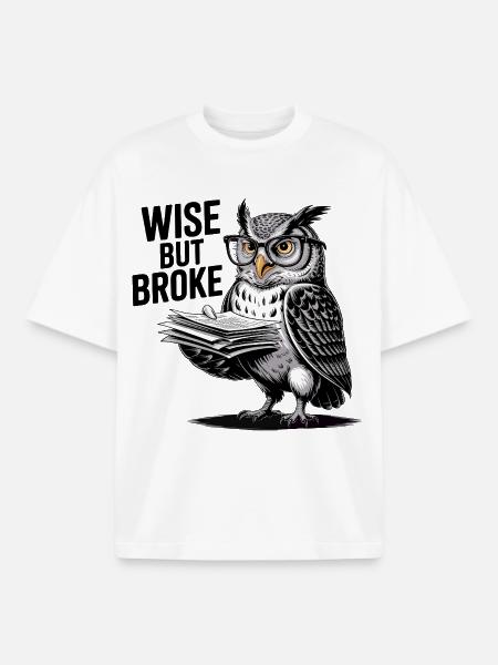 Weise, aber pleite Eule - Boxy Heavyweight Unisex Organic T-Shirt von Stanley/Stella - Weiß