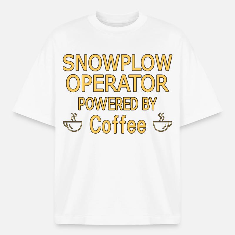 Snowplow Operator Powered Coffee Schneepflugfahrer - Boxy Heavyweight Unisex Organic T-Shirt von Stanley/Stella - Weiß