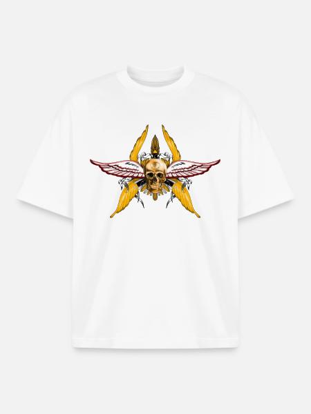 Angel with skull and wings - Boxy Heavyweight Unisex Organic T-Shirt by Stanley/Stella - white