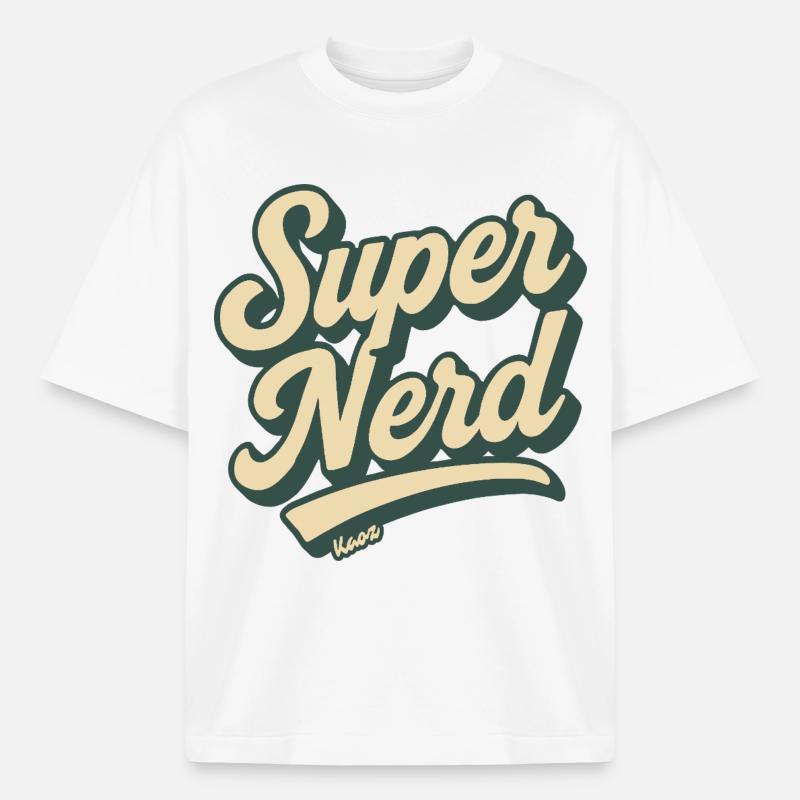 Super Nerd Retro Script - T-shirt unisexe épais coupe boxy Stanley/Stella - blanc