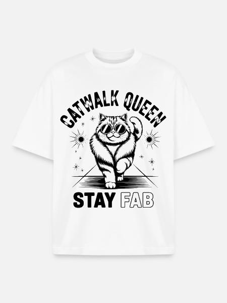 Catwalk Queen Stay Fab - Boxy Heavyweight Unisex Organic T-Shirt by Stanley/Stella - white