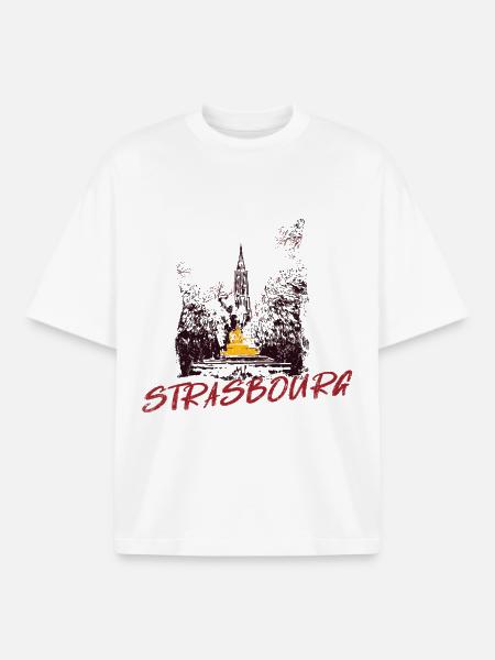Strasbourg Cathedral – Duotone illustration - Boxy Heavyweight Unisex Organic T-Shirt by Stanley/Stella - white
