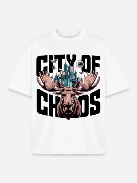 Moose City Skyline-Geweihe - Boxy Heavyweight Unisex Organic T-Shirt von Stanley/Stella - Weiß