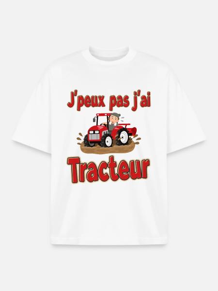 I can't I have tractor - Boxy Heavyweight Unisex Organic T-Shirt by Stanley/Stella - white