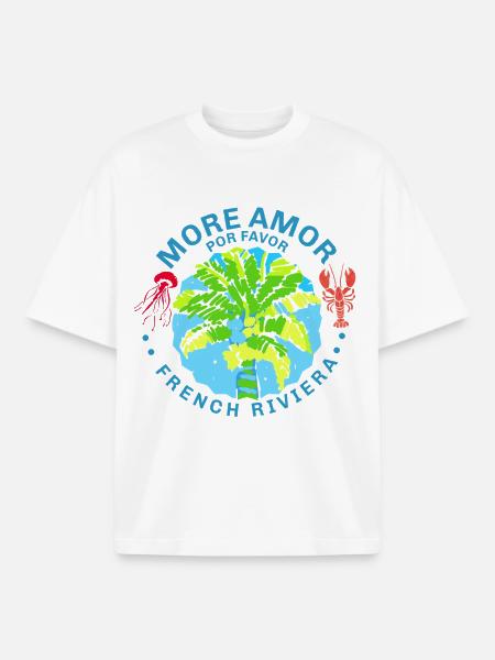 Palmiers Azur Côte d'Azur - Boxy Heavyweight Unisex Organic T-Shirt by Stanley/Stella - white