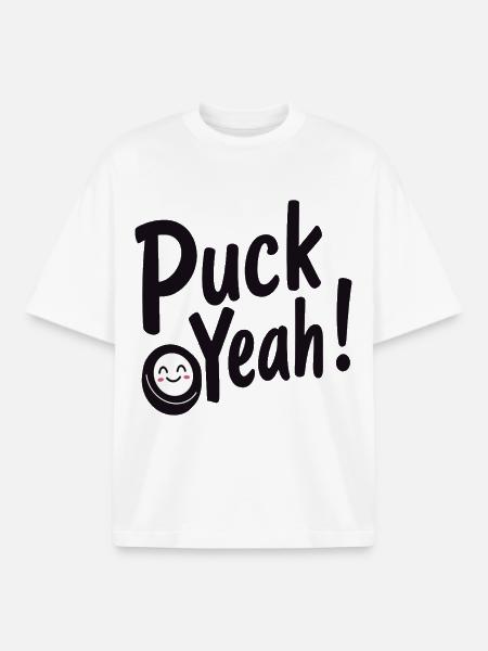 Puck yes Hockey Humor - Boxy Heavyweight Unisex Organic T-Shirt by Stanley/Stella - white