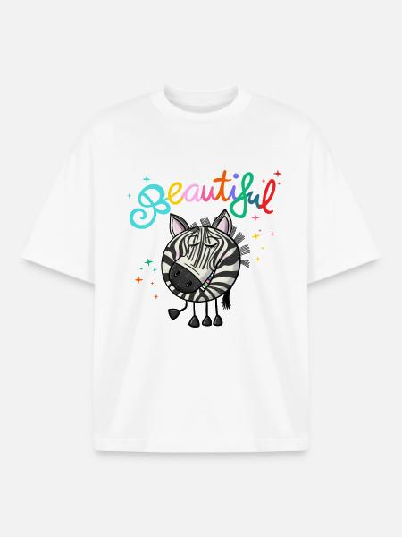Zebra Beautiful - Boxy Heavyweight Unisex Organic T-Shirt by Stanley/Stella - white