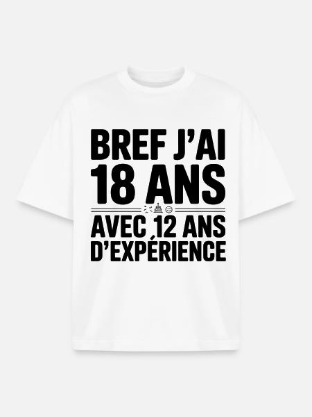 18 Ans avec 12 Ans d'Expérience - T-shirt unisexe boxy épais biologique Stanley/Stella - blanc