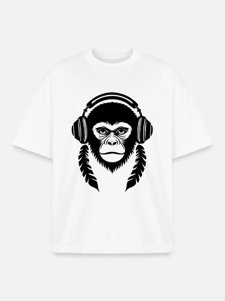 Digital Monkey Head Cyber Edition Shirt - Boxy Heavyweight Unisex Organic T-Shirt by Stanley/Stella - white