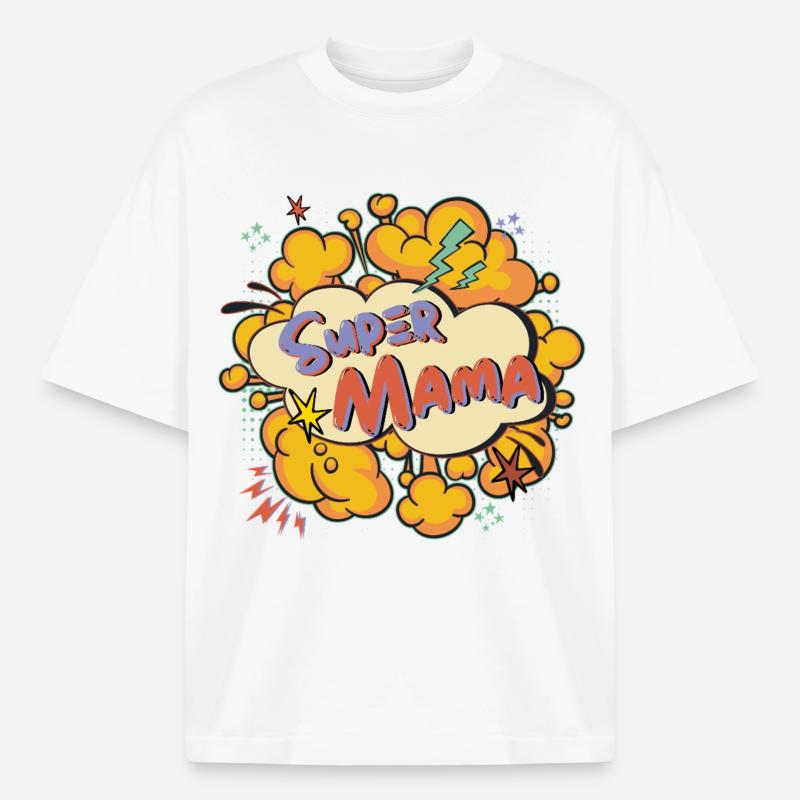 Super Mama Comic Explosion - Boxy Heavyweight Unisex Organic T-Shirt von Stanley/Stella - Weiß