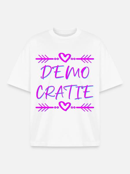 democracy - Boxy Heavyweight Unisex Organic T-Shirt by Stanley/Stella - white