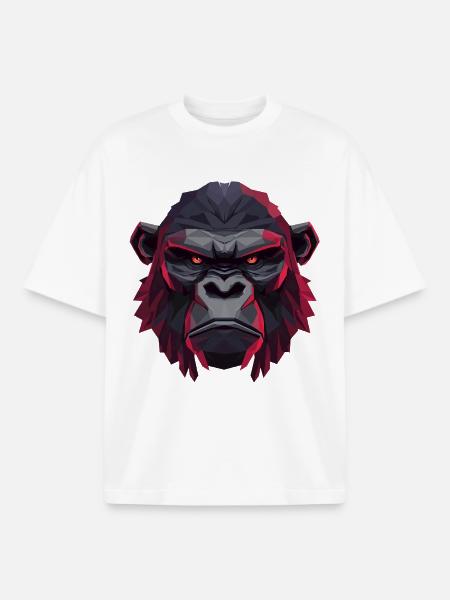 Geometric Gorilla Head - Boxy Heavyweight Unisex Organic T-Shirt by Stanley/Stella - white