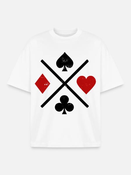 Playing cards contrast design - Boxy Heavyweight Unisex Organic T-Shirt by Stanley/Stella - white