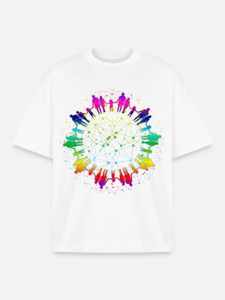 Rainbow Net of Community - Boxy Heavyweight Unisex Organic T-Shirt by Stanley/Stella - white