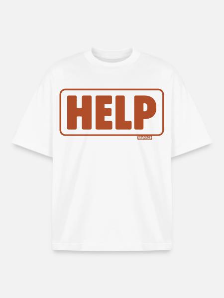 Emergency Sign Retro Design Help - Boxy Heavyweight Unisex Organic T-Shirt by Stanley/Stella - white