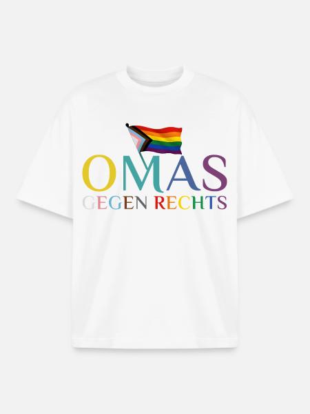 Grannies Against Right Rainbow Flag - Boxy Heavyweight Unisex Organic T-Shirt by Stanley/Stella - white