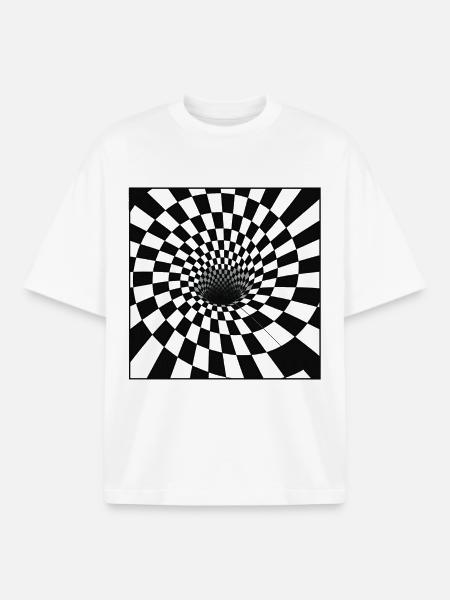 Spiral Checker Tunnel - Boxy Heavyweight Unisex Organic T-Shirt by Stanley/Stella - white